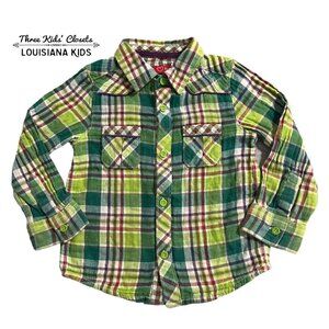 Little Bird By Jools Oliver 3-4Y Green Plaid Button Down Shirt